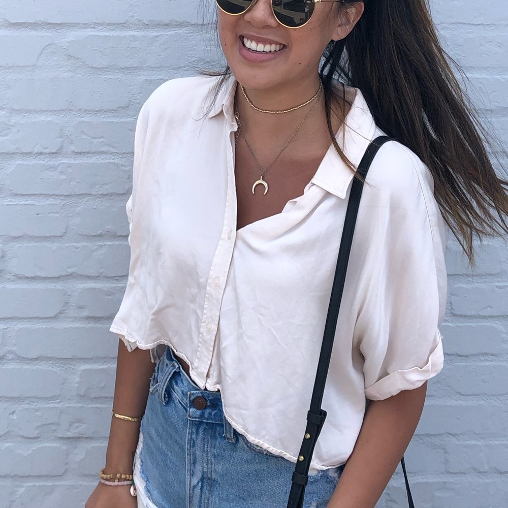 Forever21 Cropped Collared Button-Up